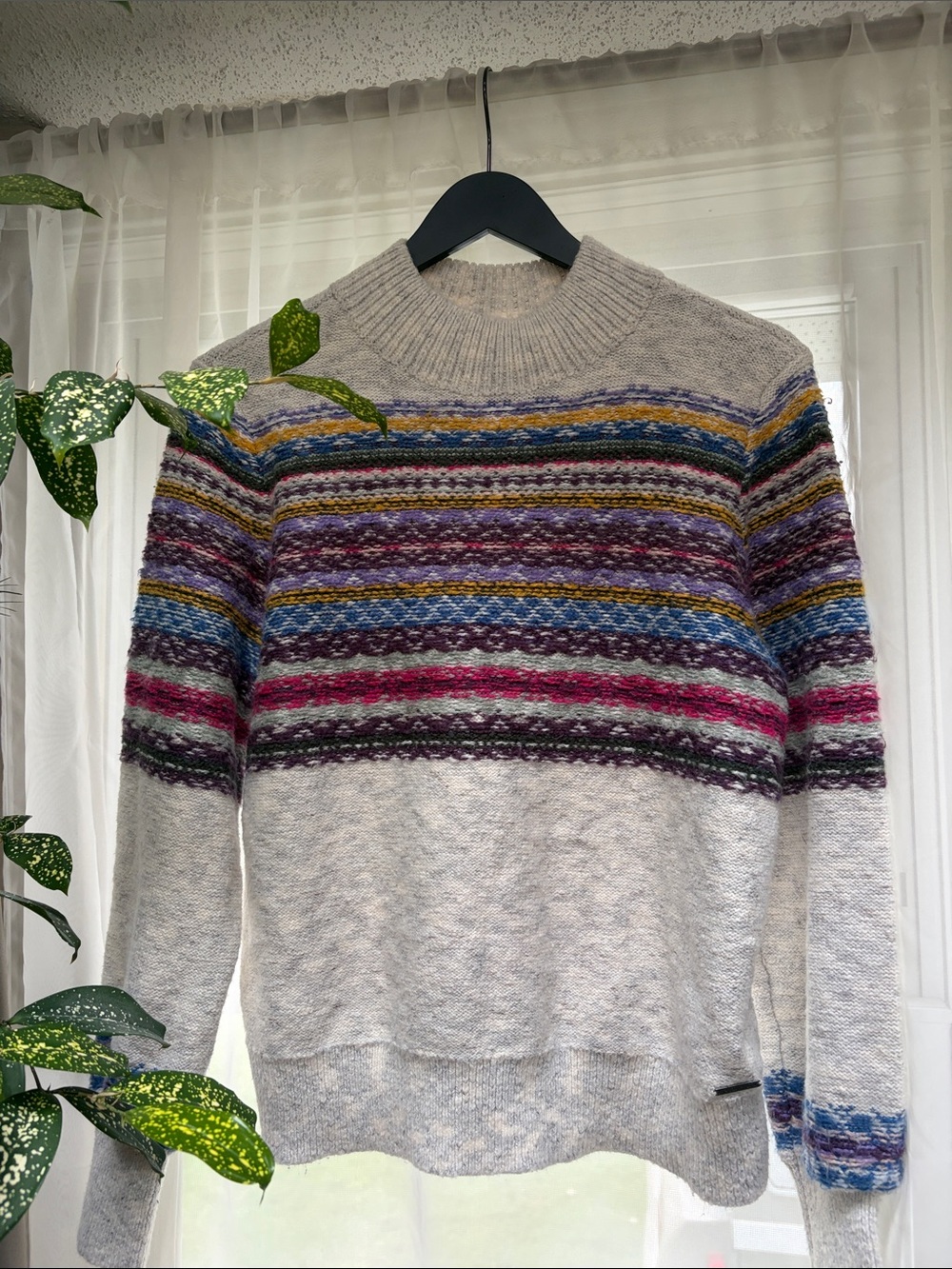 Abercrombie and fitch Fair Isle Wool-Blend Sweater - Light Gray